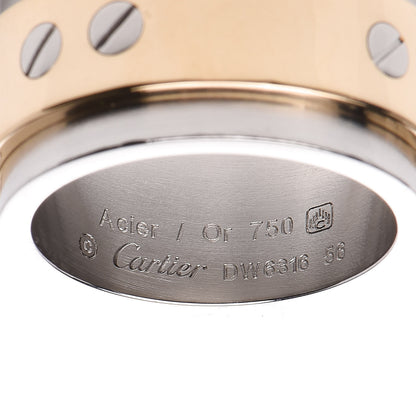 Cartier 18K Yellow Gold Stainless Steel 12mm Santos Ring 56 7.5 4 of 4