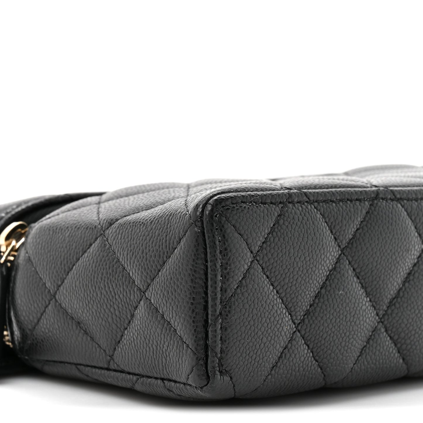 Caviar Quilted Top Handle Slim Vanity With Chain Black
