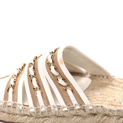 Chanel Lambskin Chain Espadrille Slip On Sandals 36 White 11 of 11