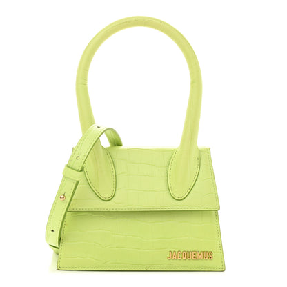 Jacquemus Calfskin Crocodile Embossed Le Chiquito Moyen Light Green 1 of 17