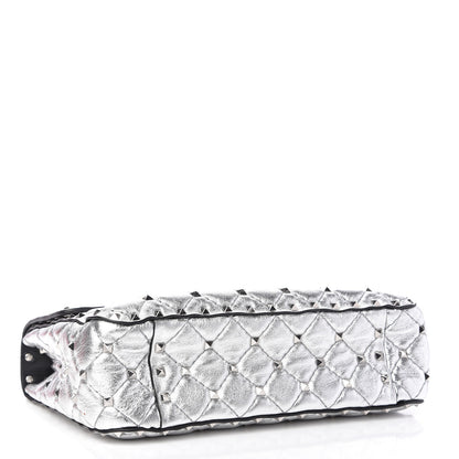 Valentino Garavani Metallic Nappa Medium Rockstud Spike Shoulder Bag Silver 4 of 9
