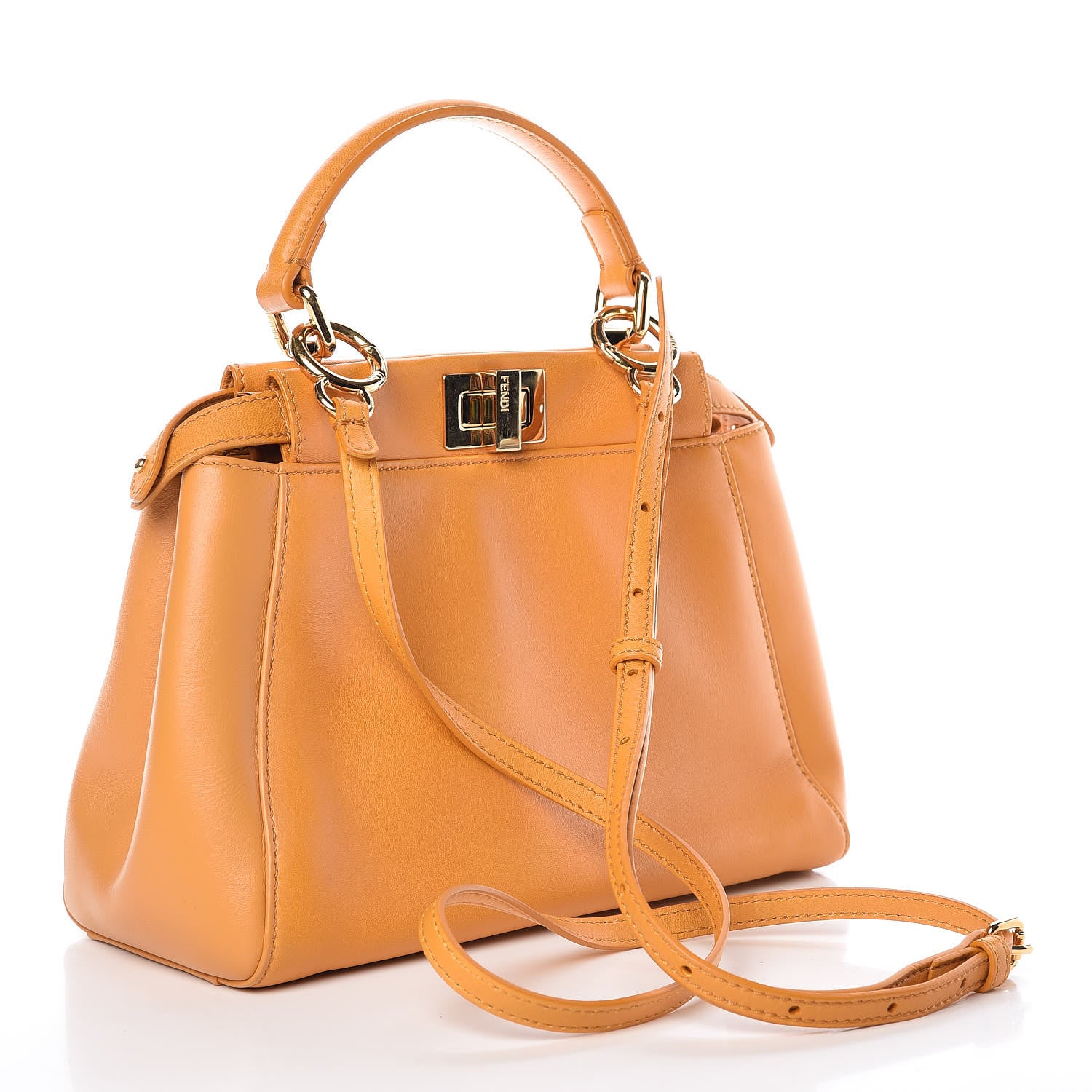 Fendi Nappa Mini Peekaboo Iconic Satchel Giallo Syrup 3 of 16