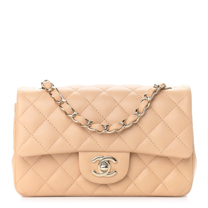 Chanel Lambskin Quilted Mini Rectangular Flap Beige 1 of 8