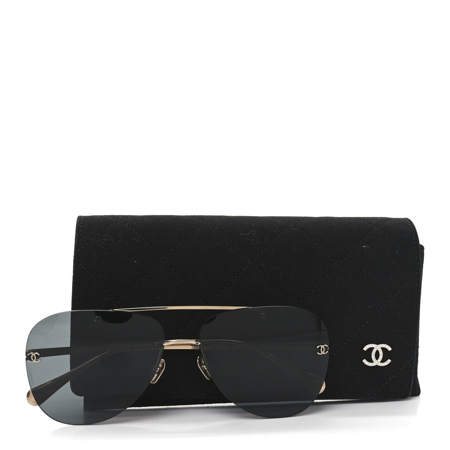 Chanel Titanium CC Pilot Aviator Sunglasses 4285-T Black Gold 7 of 7