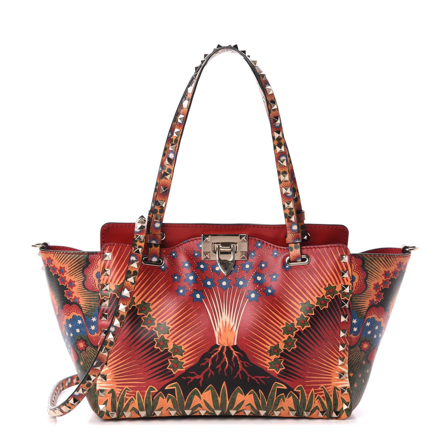 Vitello Enchanted Wonderland Small Rockstud Tote Rosso