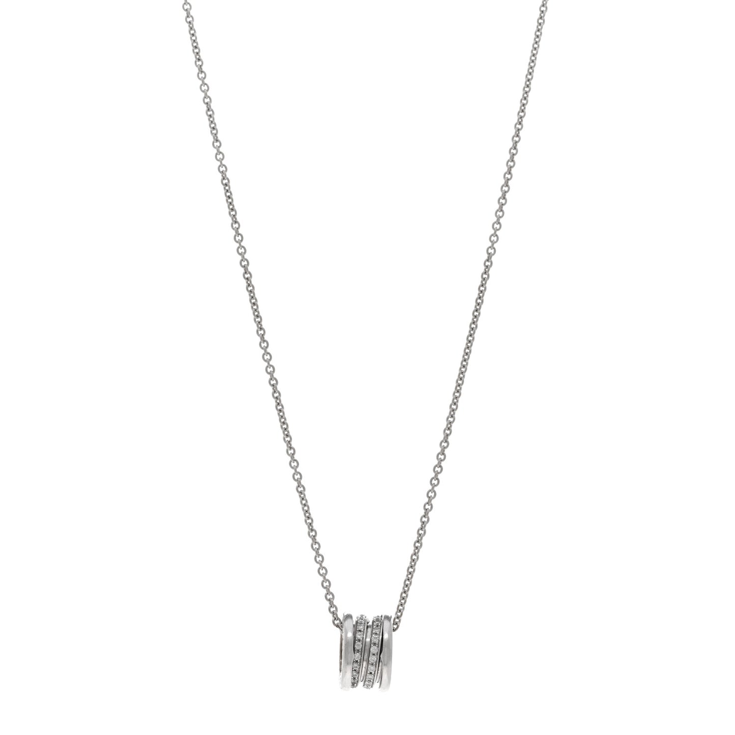 18K White Gold Diamond B.Zero1 Pave Pendant Necklace