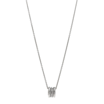 Bulgari 18K White Gold Diamond B.Zero1 Pave Pendant Necklace 1 of 4