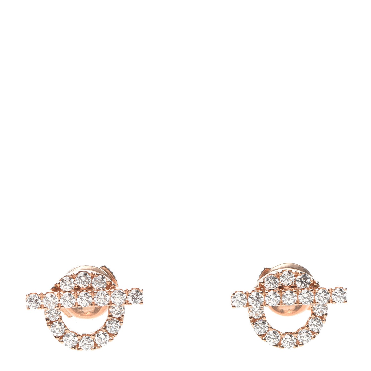 Hermes 18K Rose Gold Diamond Finesse Earrings 1 of 5
