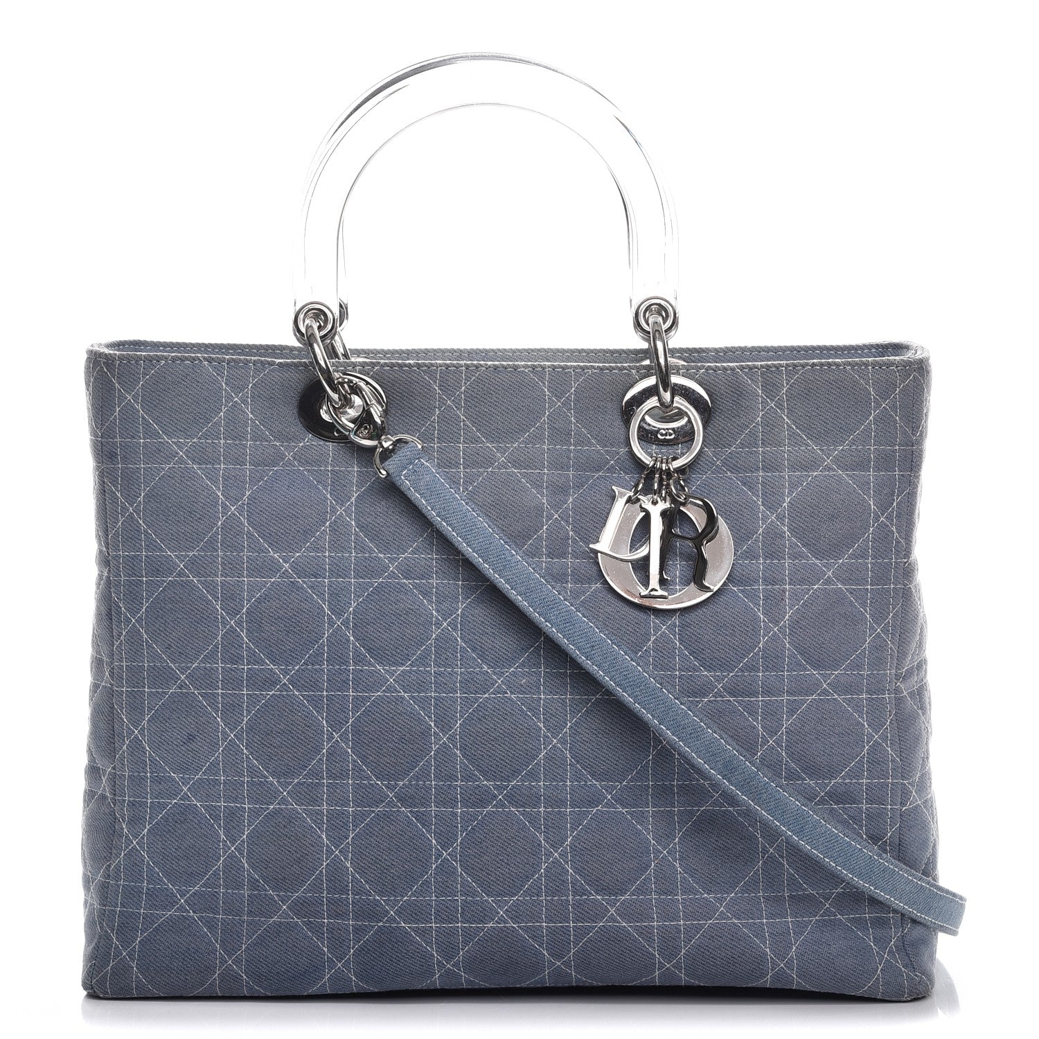 Christian Dior Denim Cannage Large Lady Dior Tote Blue 1 of 13