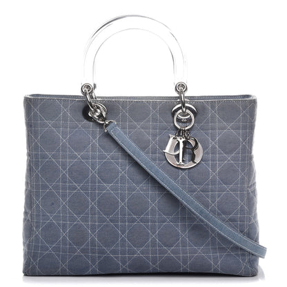 Christian Dior Denim Cannage Large Lady Dior Tote Blue 1 of 13