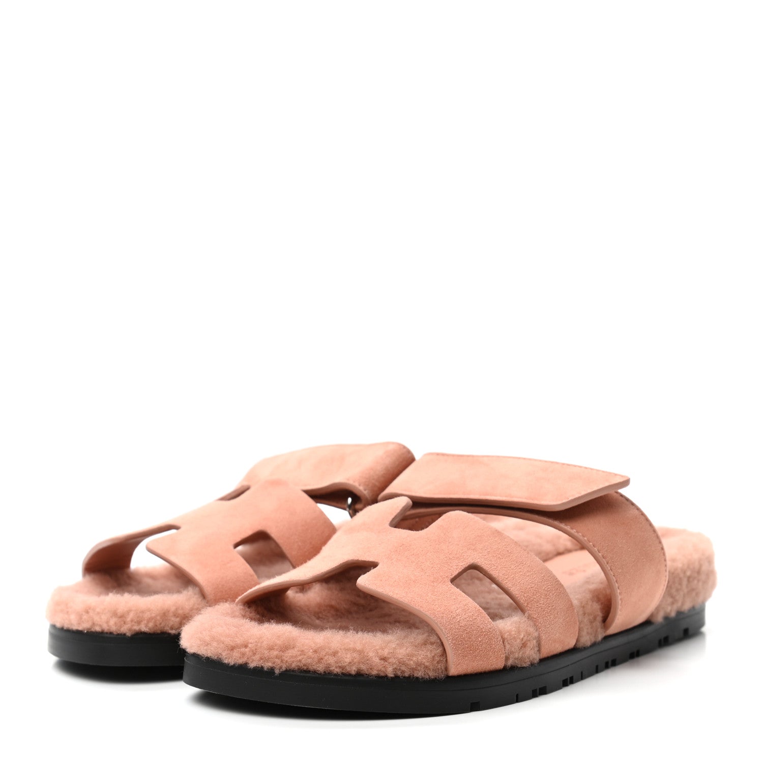 Hermes Suede Goatskin Woolskin Womens Chypre Sandals 35.5 Rose Aube 3 of 8