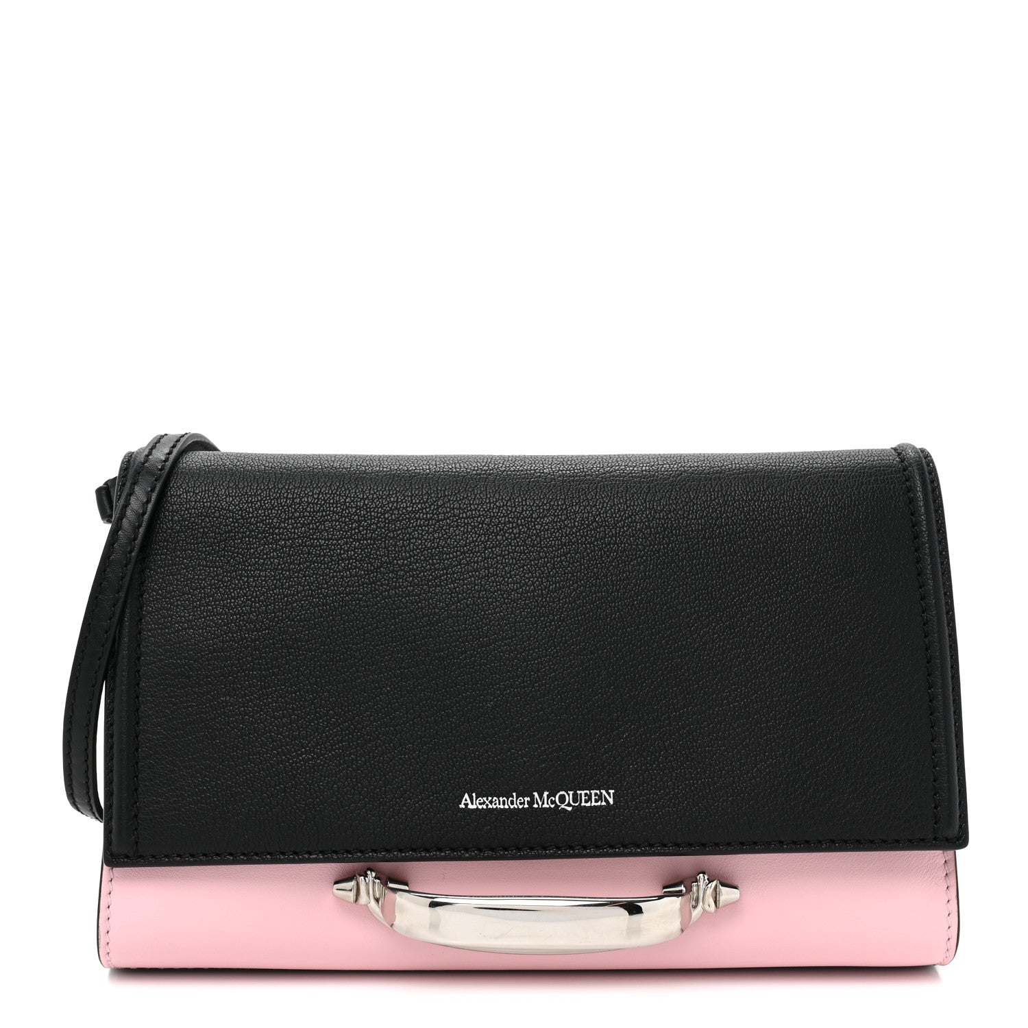 Alexander McQueen Calfskin The Story Shoulder Bag Black Pink 1 of 8