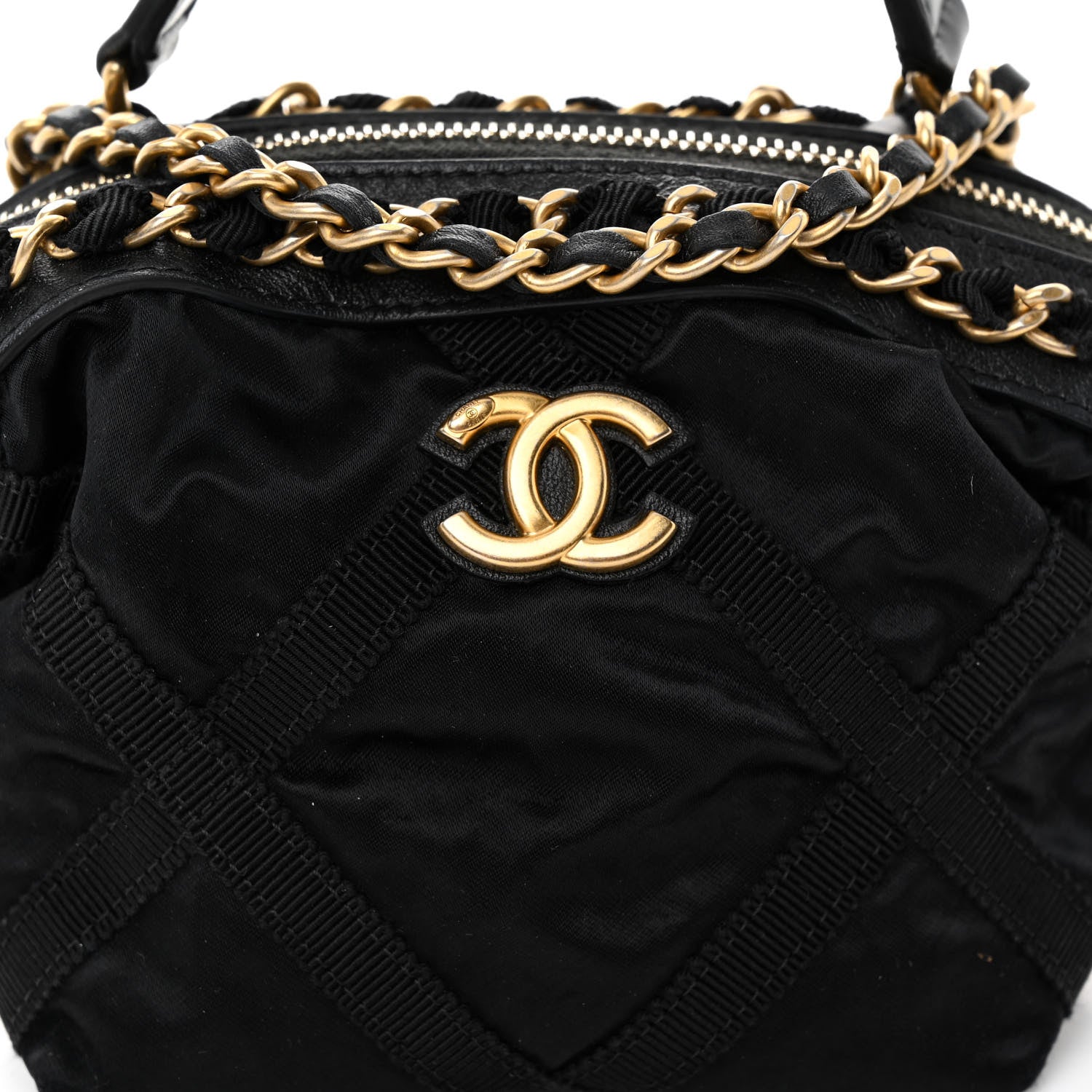 Chanel Nylon Grosgrain Quilted Lifestyle Clutch with Chain Black 7 of 10