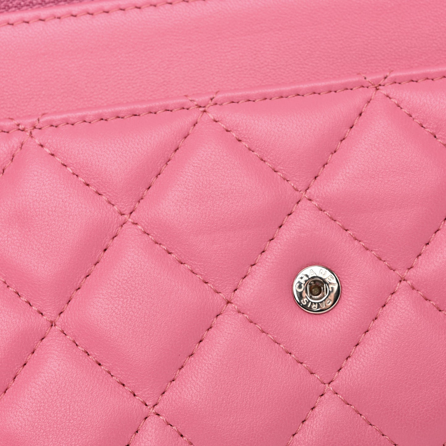 Lambskin Quilted Wallet On Chain WOC Pink