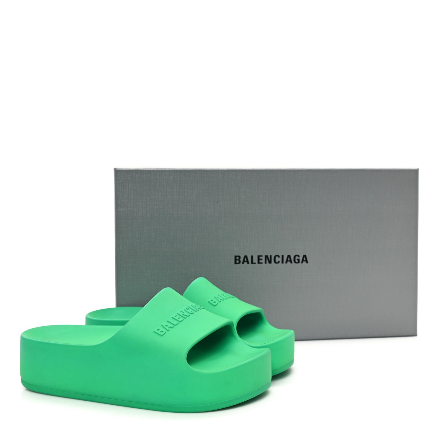 Rubber Womens Chunky Slide Sandals 36 Green