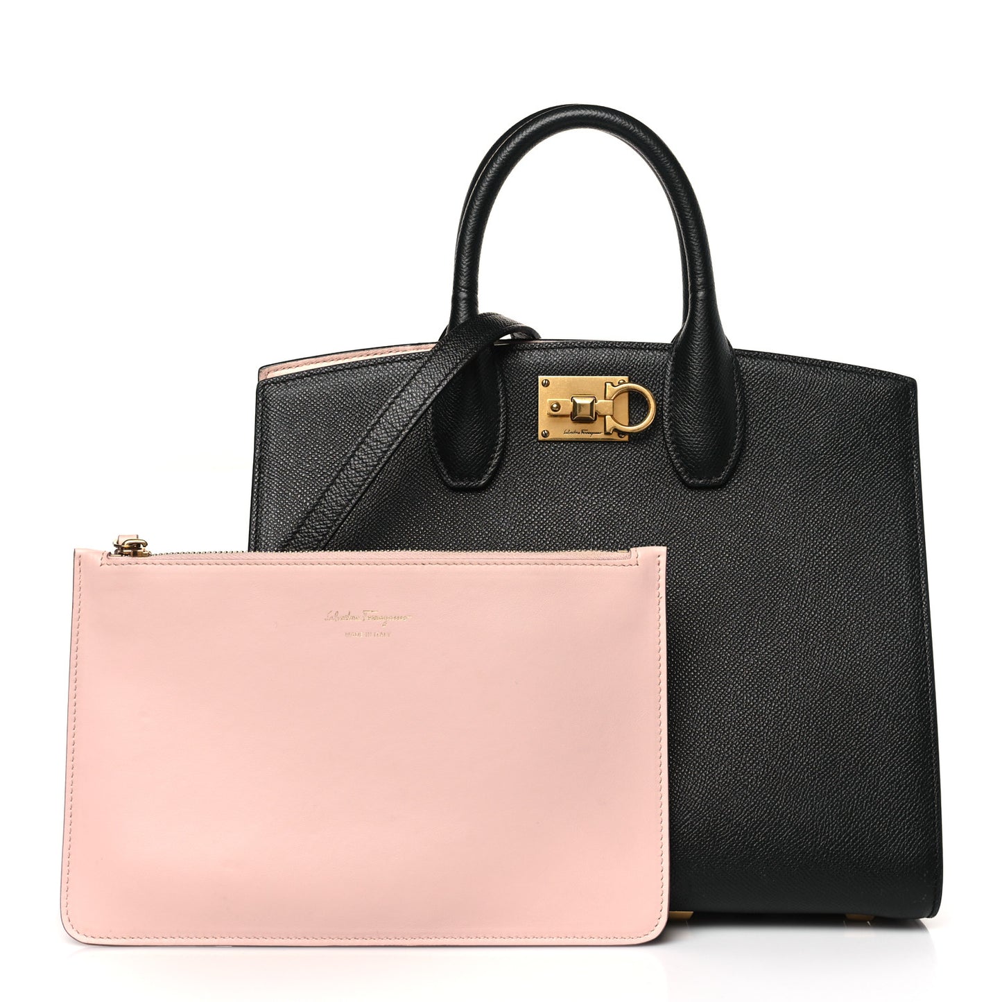 Hammered Calfskin Medium The Studio Box Bag Black