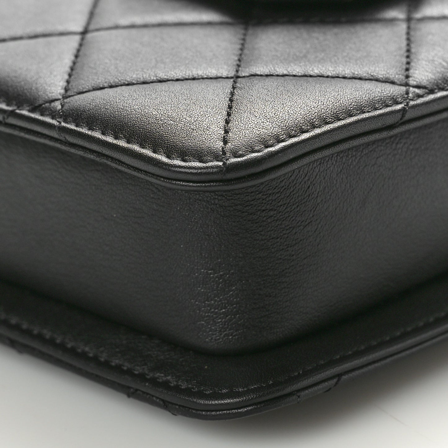 Calfskin Quilted Resin Pearl North South Flap Bag Black