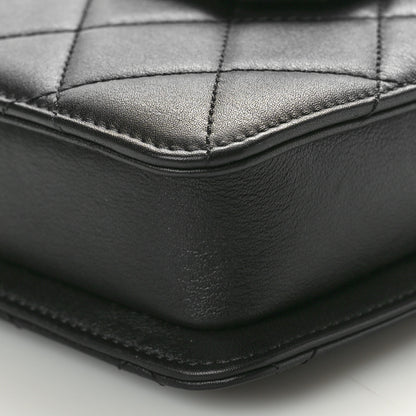Chanel Calfskin Quilted Resin Pearl North South Flap Bag Black 11 of 11