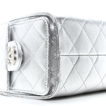 Chanel Metallic Caviar Quilted Mini Chanel 25 Handbag Silver 9 of 10
