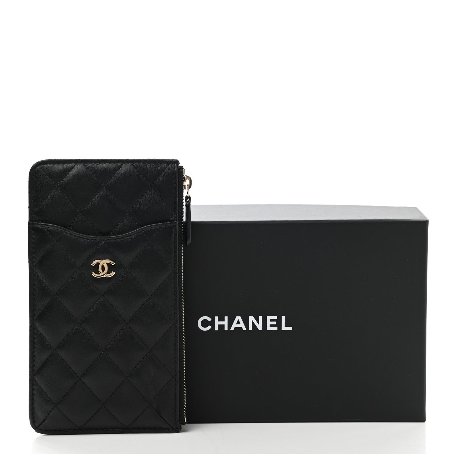 Lambskin Quilted Classic iPhone Pouch Black