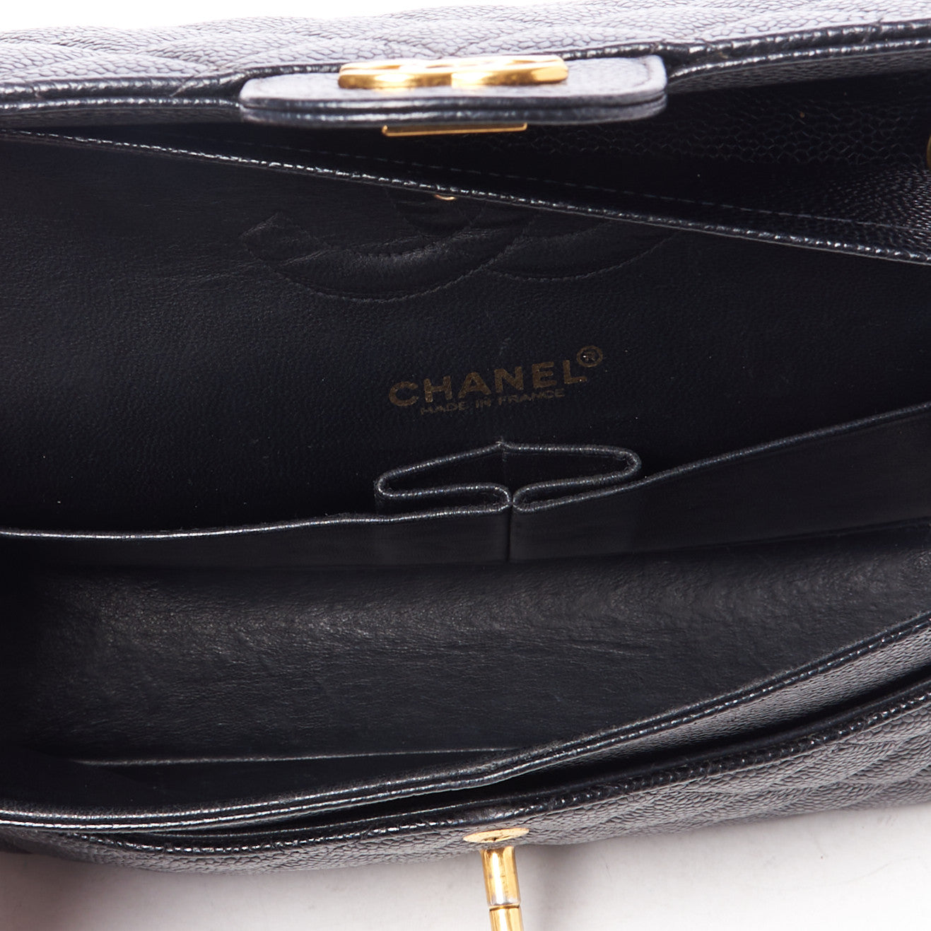 Caviar Quilted Medium Double Flap Black