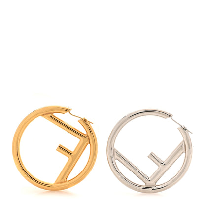 Fendi Metal FF Hoop Earrings Gold Silver 1 of 5