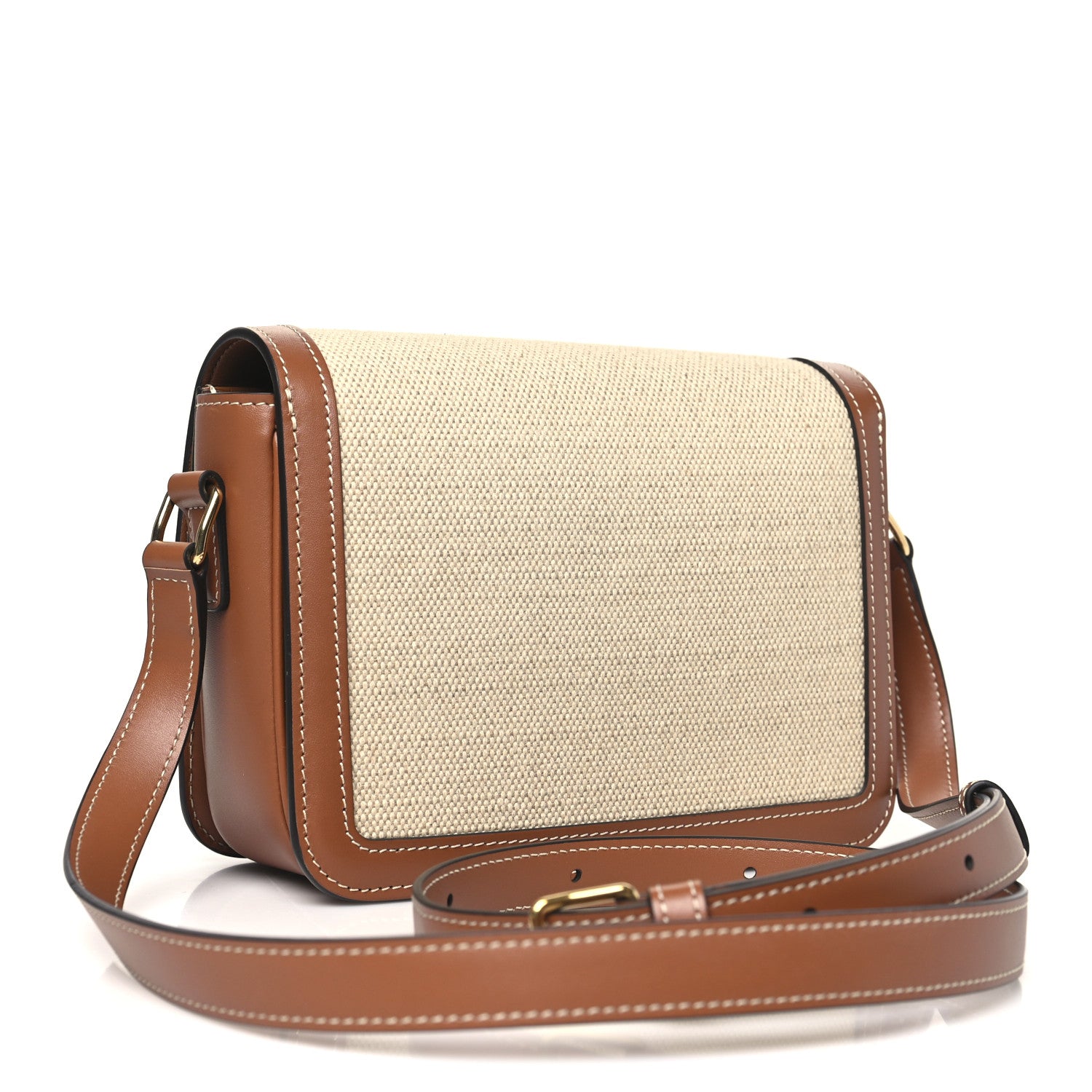 Celine Textile Calfskin Teen Triomphe Bag Natural Tan 3 of 10