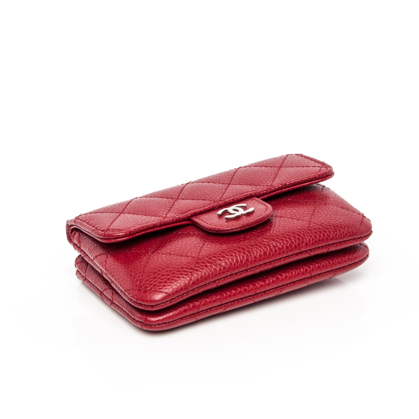 Caviar Quilted Coin Purse Red