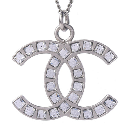 Chanel Baguette Crystal CC Necklace Silver 4 of 5