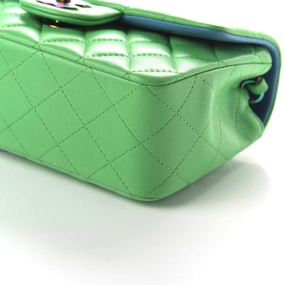 Chanel Lambskin Quilted Mini Rectangular Flap Green Blue 9 of 10