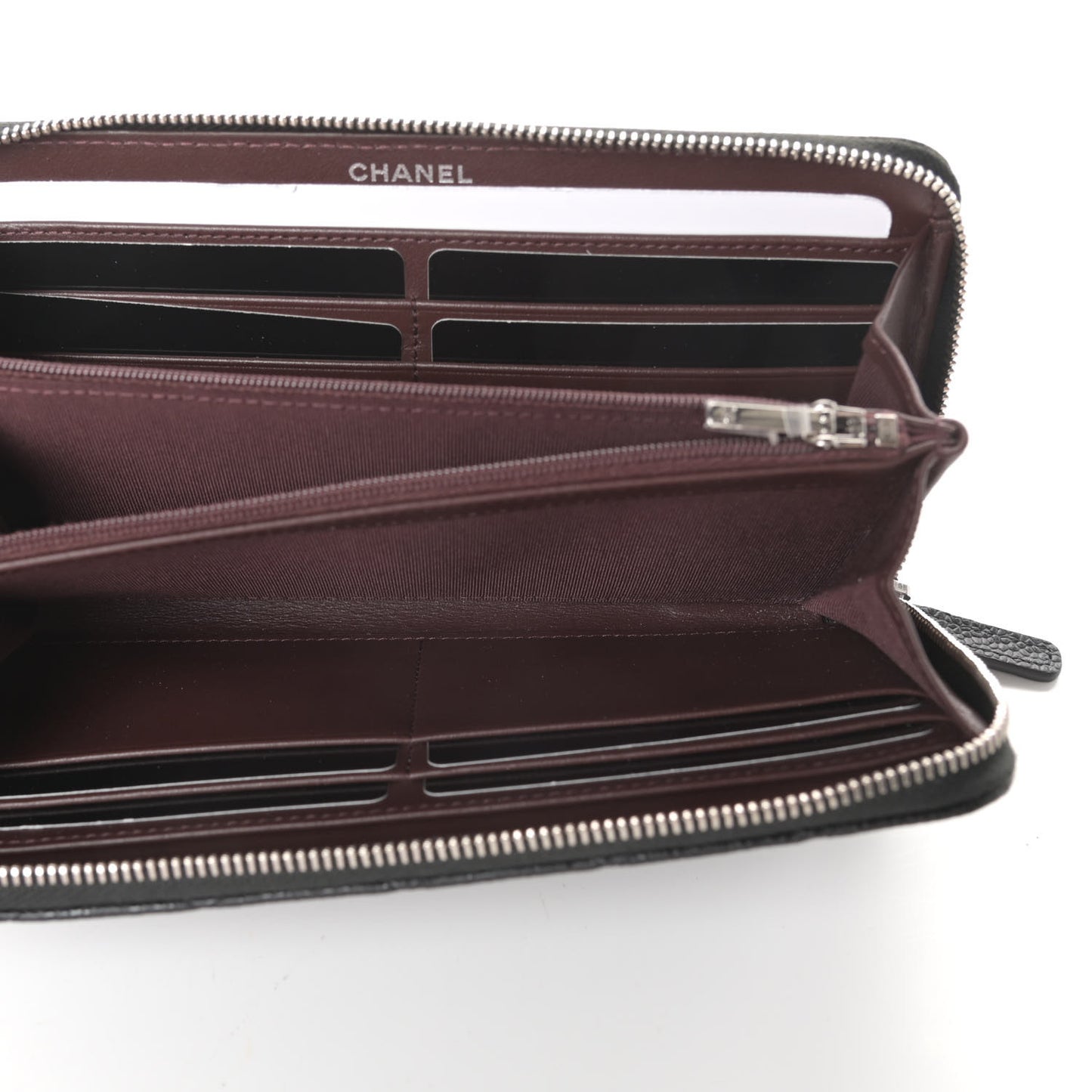 Caviar Quilted Large Gusset Zip Around Wallet Black