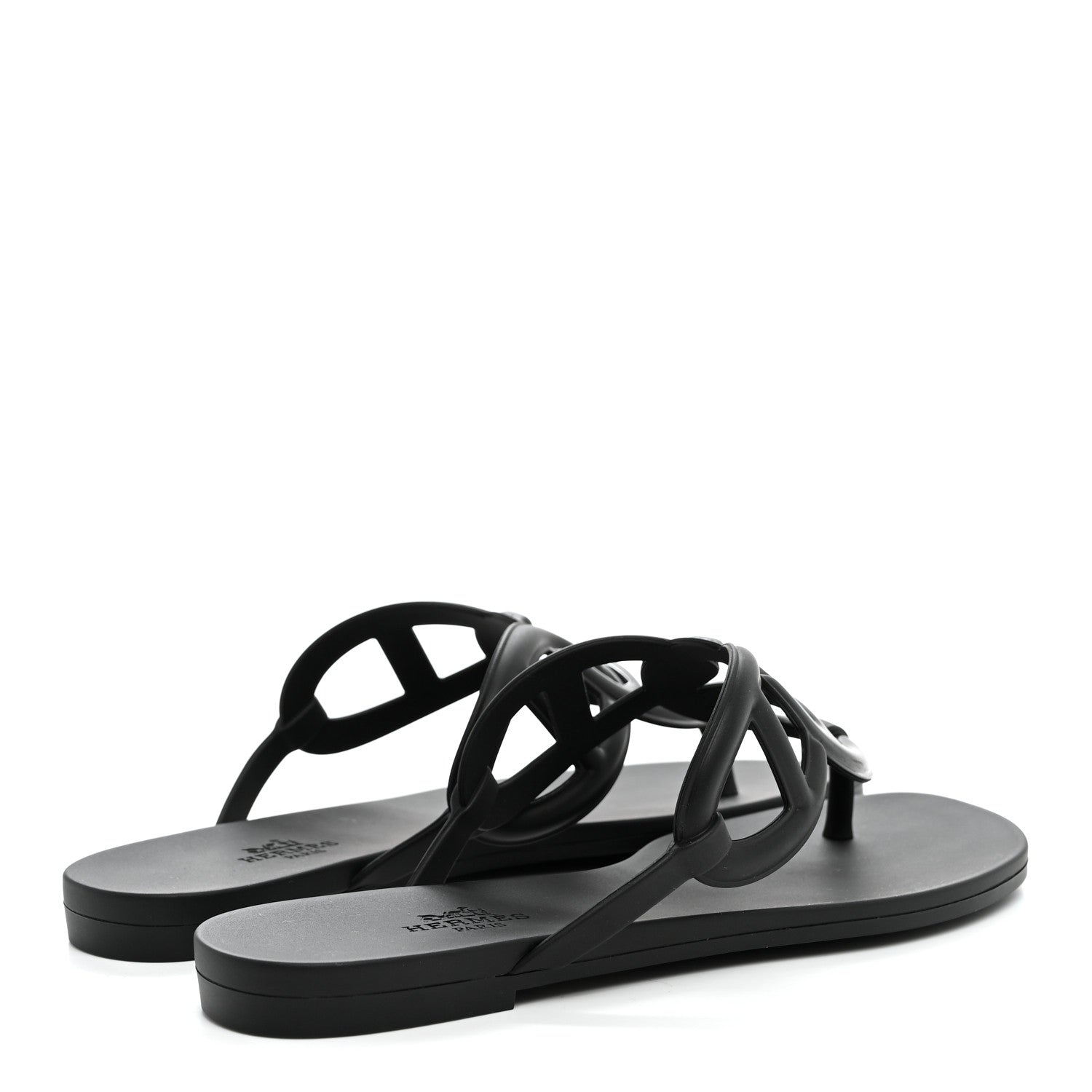 Hermes Rubber Womens Egerie Sandals 36 Black 5 of 9