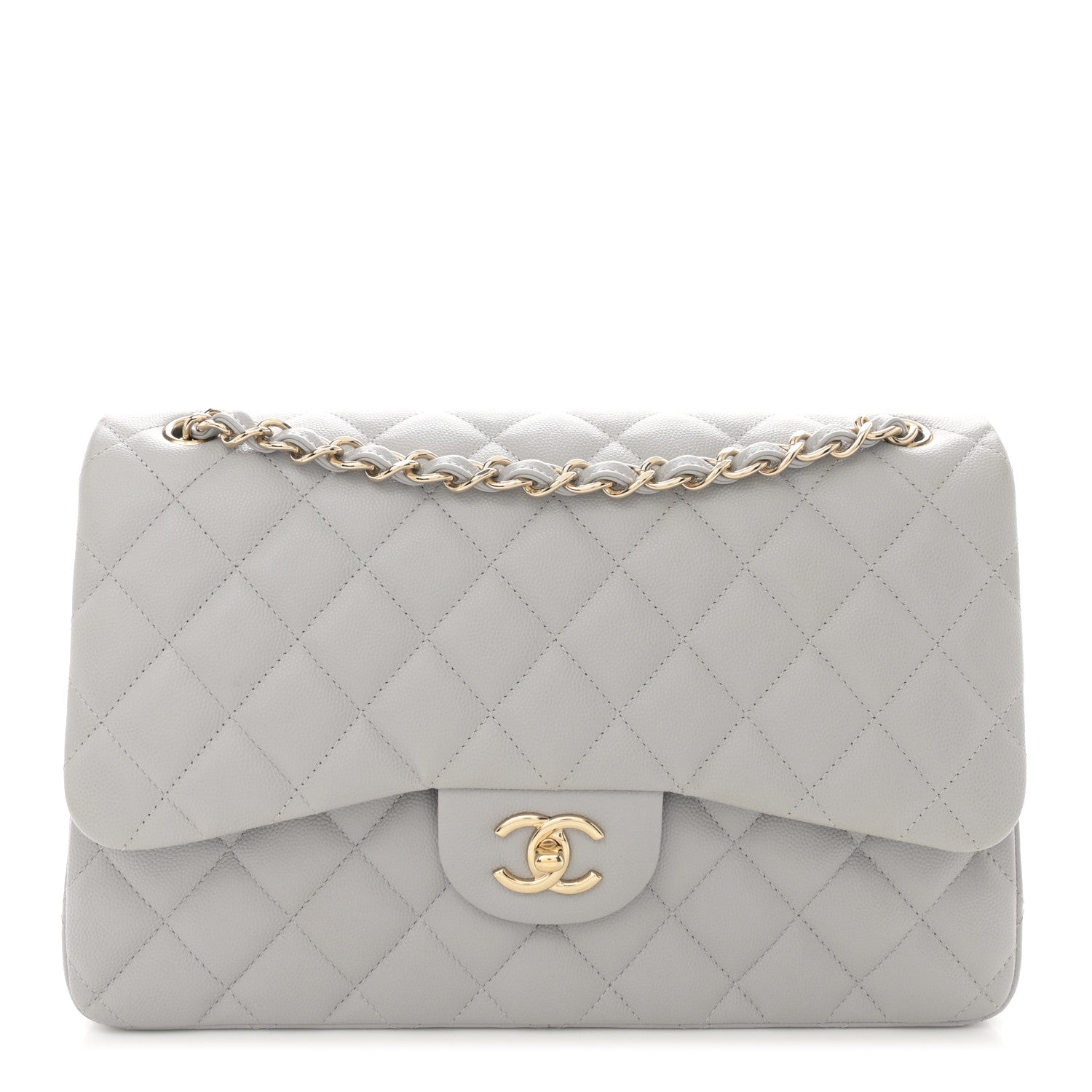 Chanel Caviar Quilted Jumbo Double Flap Grey 1 of 11