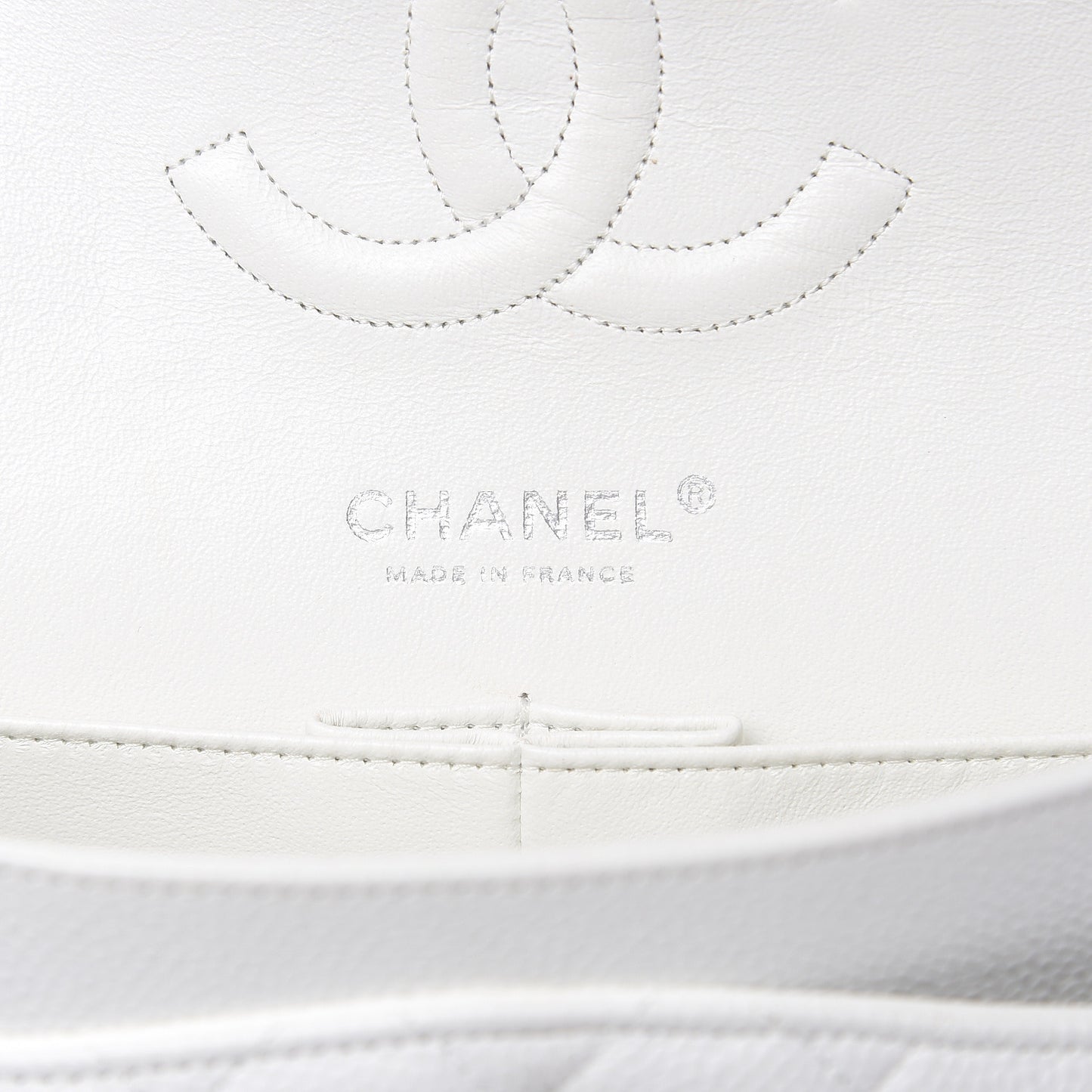 Caviar Quilted Medium Double Flap White