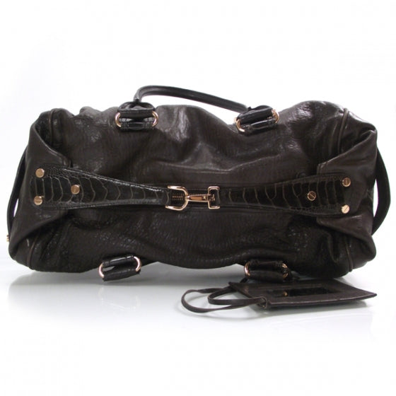 Balenciaga Lambskin Ostrich Medium Whistle Satchel Brown 5 of 8
