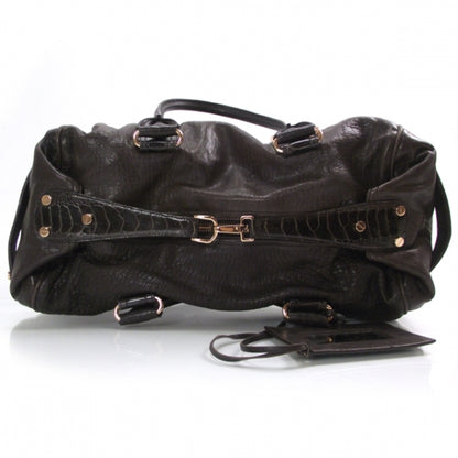Balenciaga Lambskin Ostrich Medium Whistle Satchel Brown 5 of 8