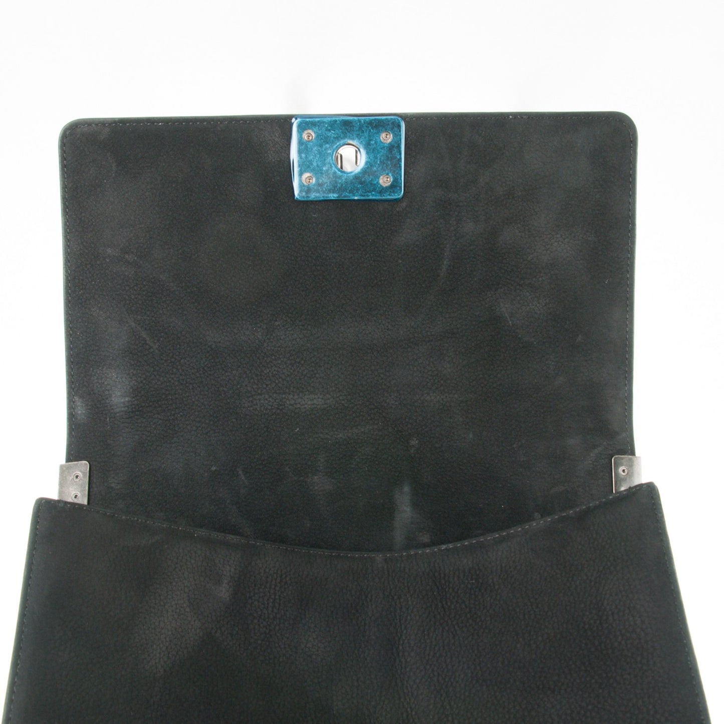 Nubuck Bull Chevron Quilted Medium Boy Flap Black