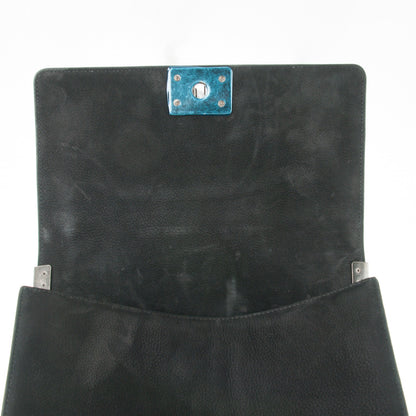 Chanel Nubuck Bull Chevron Quilted Medium Boy Flap Black 10 of 11