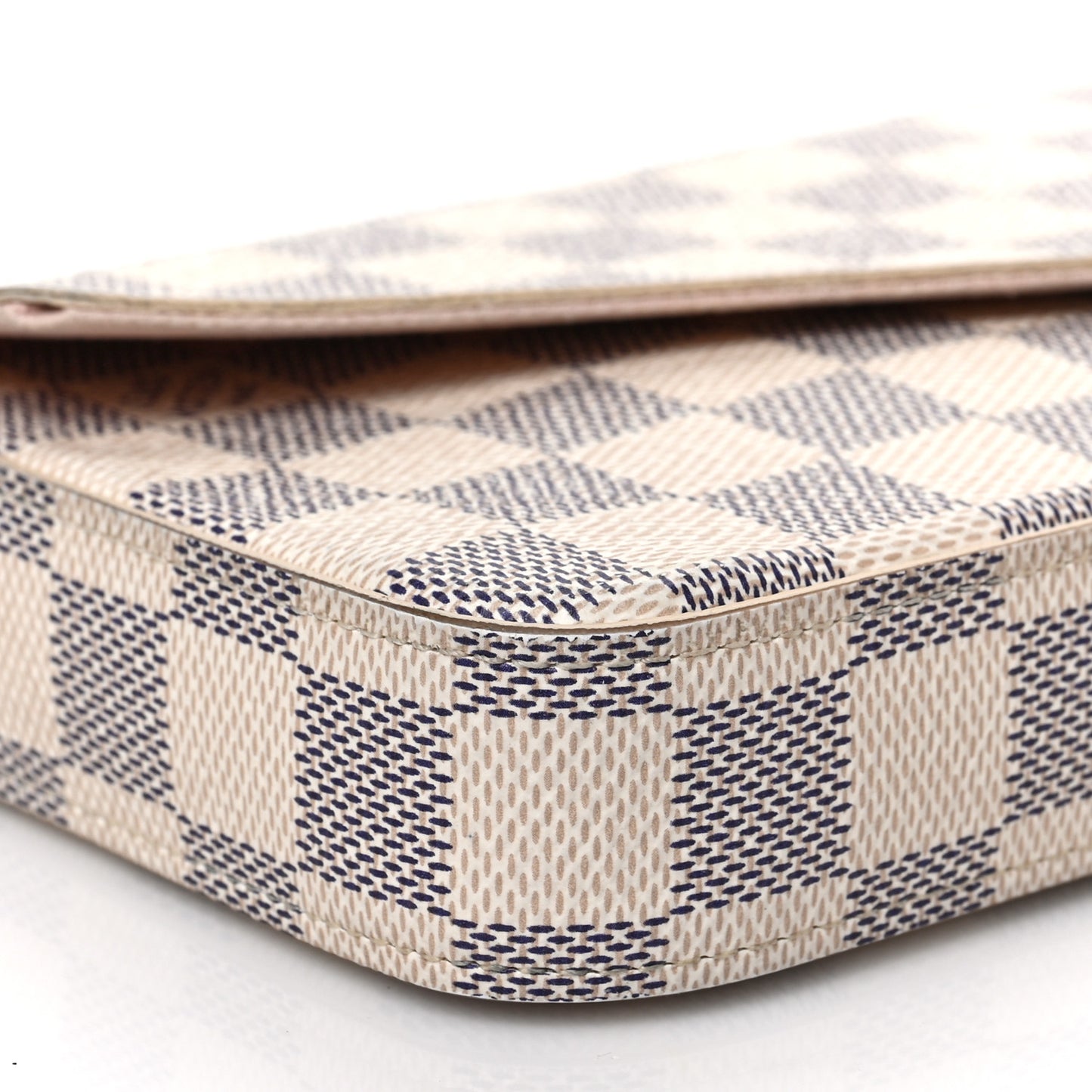 Damier Azur Pochette Felicie Chain Wallet Rose Ballerine