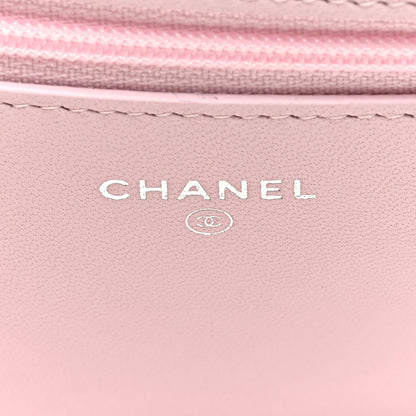Chanel Lambskin Quilted Diamond CC Wallet On Chain WOC Pink 6 of 11