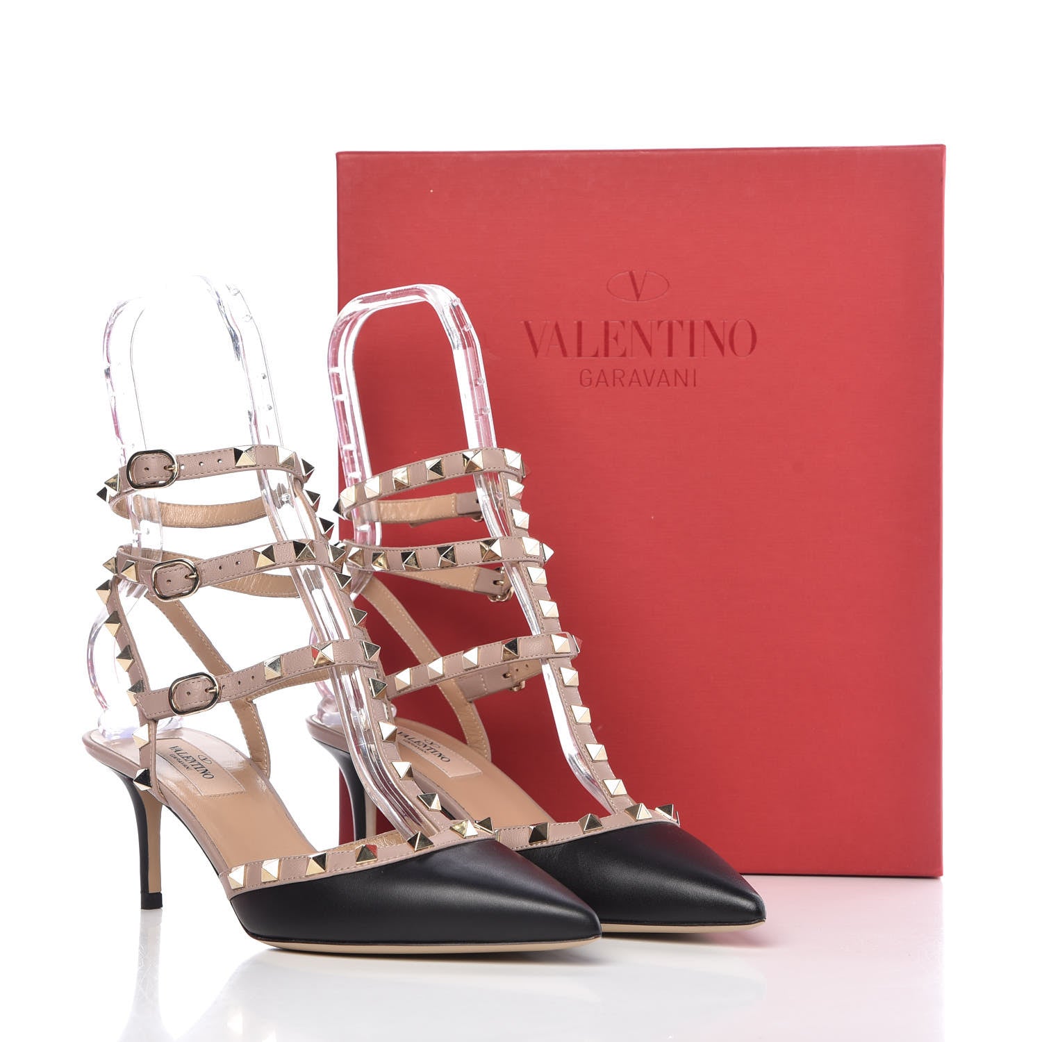 Valentino Garavani Calfskin Nappa Rockstud Ankle Strap 65mm Pumps 38 Black Poudre 8 of 8