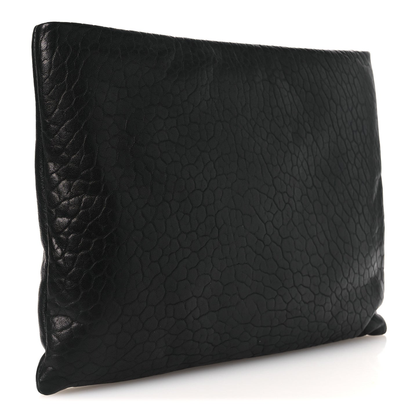 Calfskin Large Puffy Pouch Black