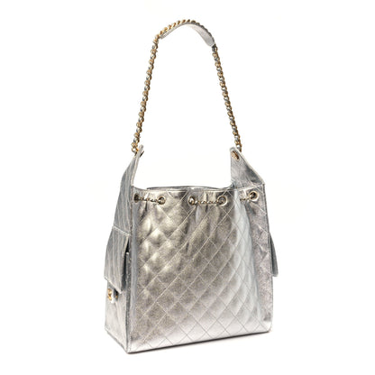 Chanel Metallic Caviar Quilted Medium Chanel 25 Handbag Silver 4 of 12