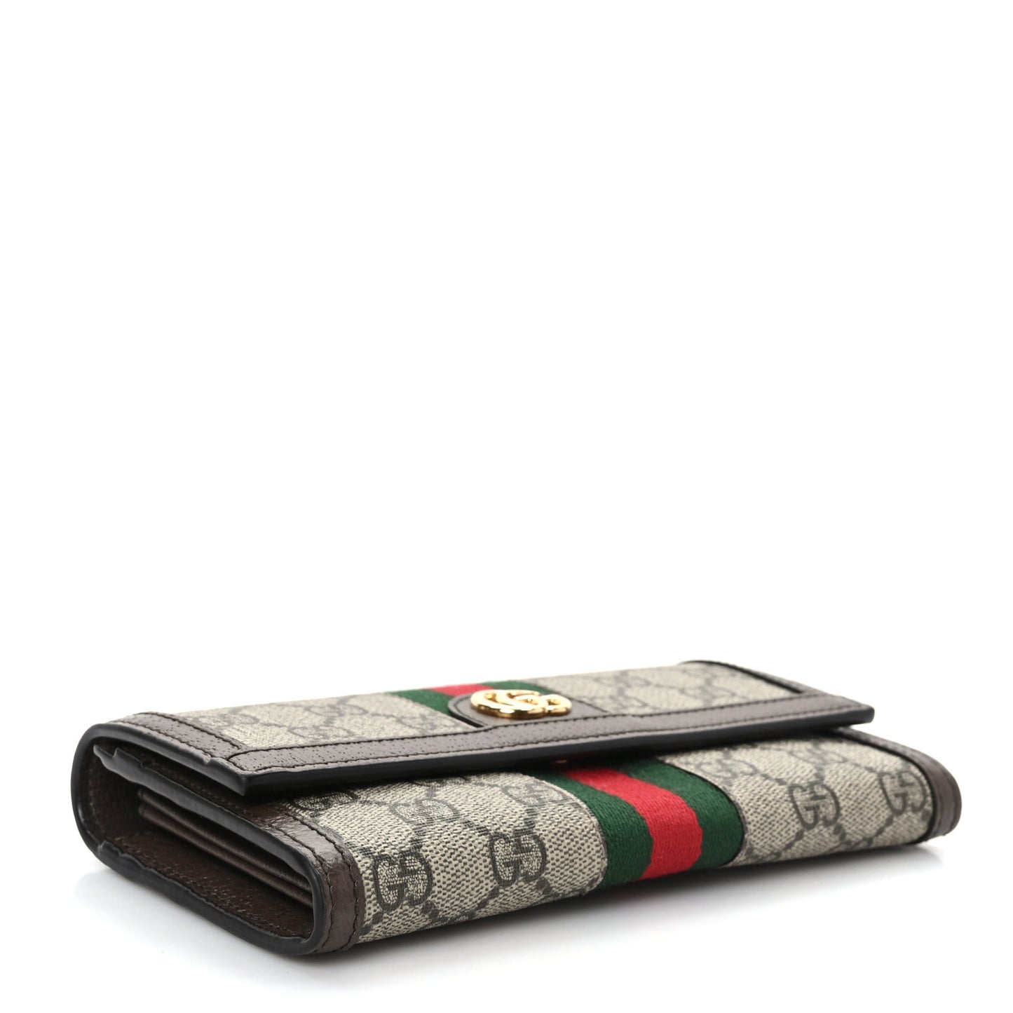GG Supreme Monogram Web Ophidia Continental Wallet Brown