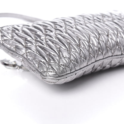 Miu Miu Metallic Nappa Matelasse Crystal Chain Crossbody Cromo 8 of 9