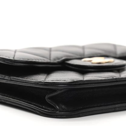 Chanel Lambskin Quilted Top Handle Flap Coin Purse With Chain Black 10 of 12