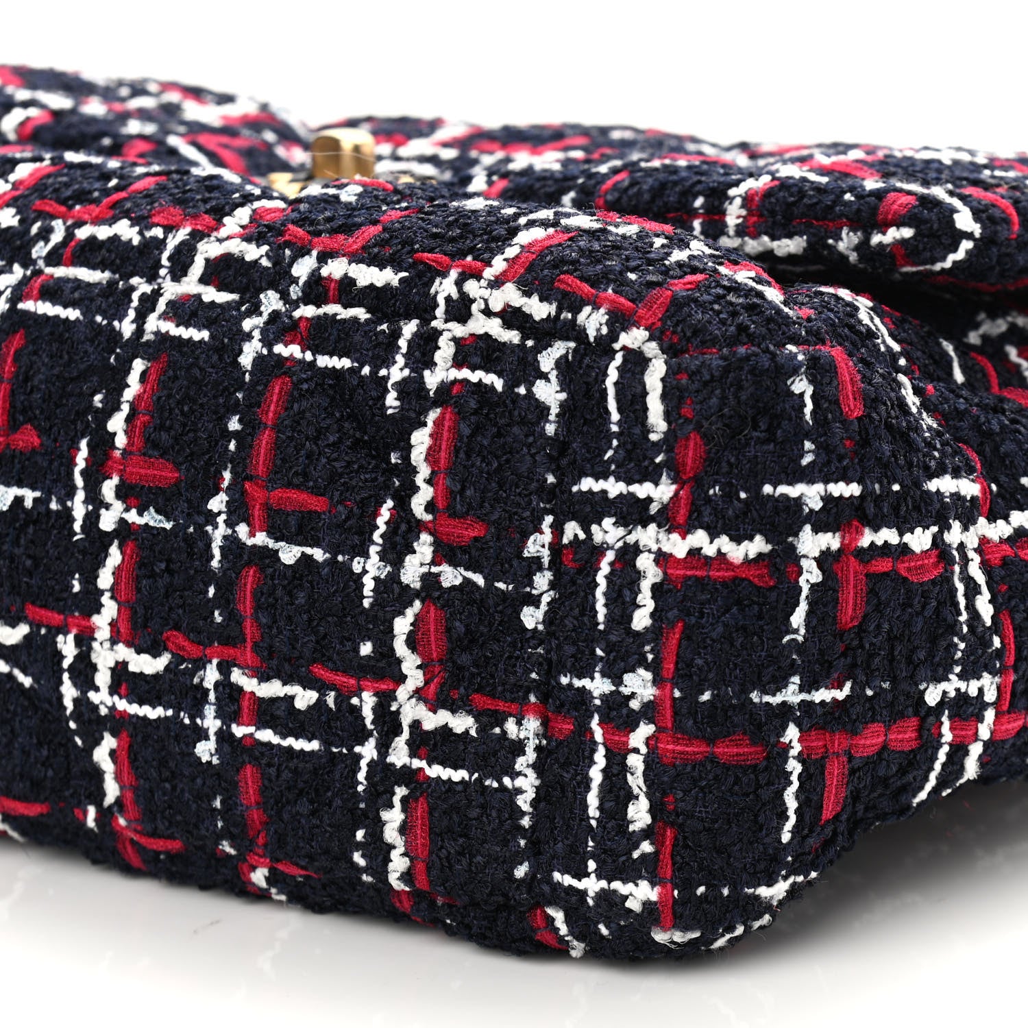 Chanel Tweed Quilted Large Chanel 19 Flap Navy Blue White Red 10 of 10