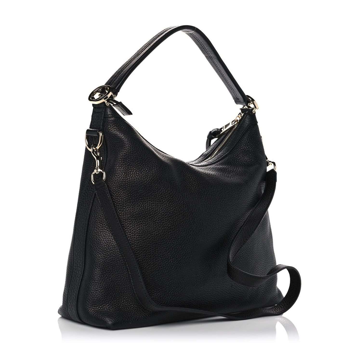 Pebbled Calfskin Small Miss GG Hobo Black