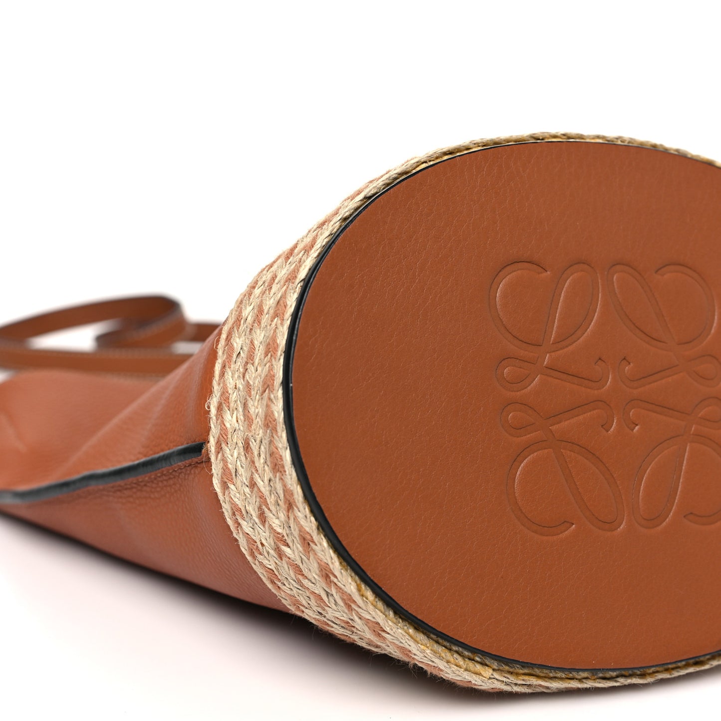 Calfskin Raffia Gate Bucket Bag Tan