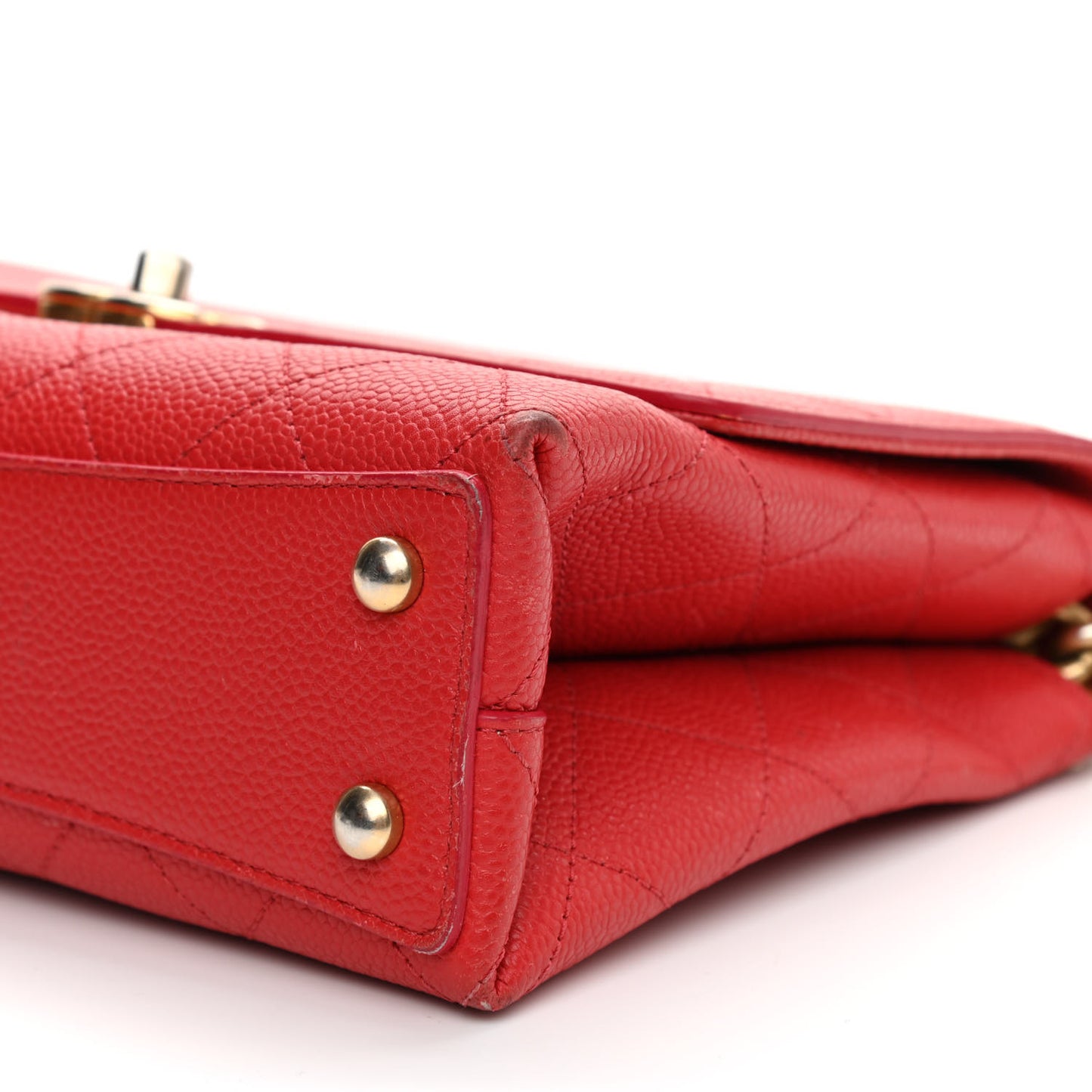Grained Calfskin Small Stitched Flap Red
